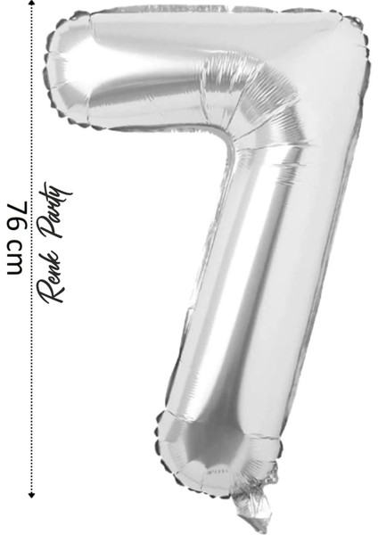 Folyo Balon 7 Rakamı Helyum Balon 76 cm Gümüş Renk - 7 Yaş Balonu - 7 Rakam Balon - 34 Inch