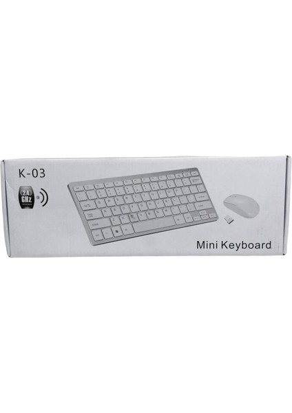 AYDOGANTICARET44 K-03 Mini Beyaz Wıreless Kablosuz Klavye Mouse S PL-395