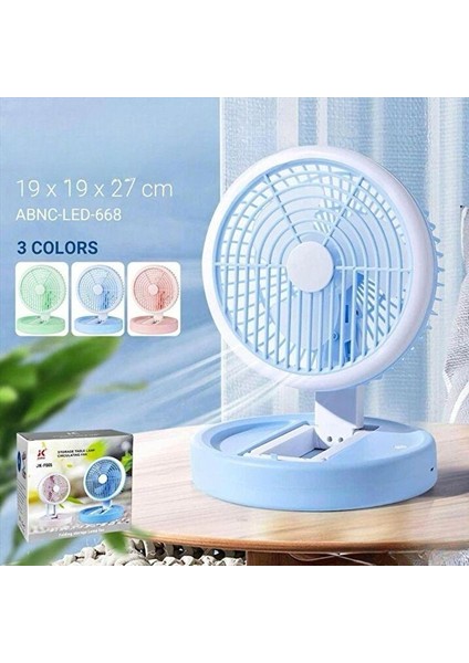 F665 Şarjlı Led Işıklı 3 Hız Modlu Vantilatör Askılı Vantilatör