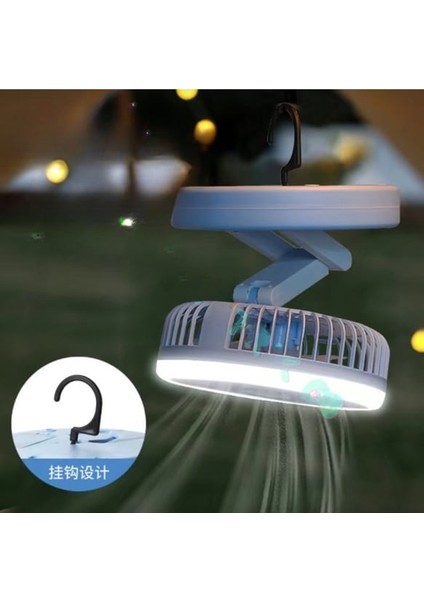 F665 Şarjlı Led Işıklı 3 Hız Modlu Vantilatör Askılı Vantilatör