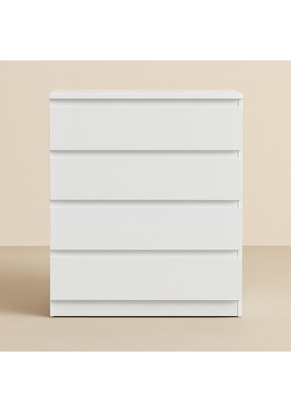Liva 4 Çekmeceli Kulpsuz Şifonyer - Beyaz