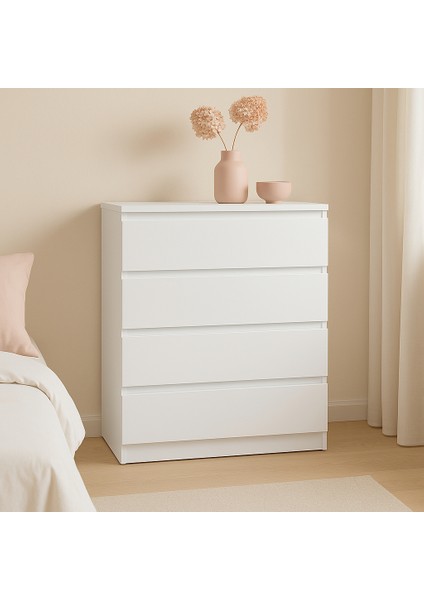 Liva 4 Çekmeceli Kulpsuz Şifonyer - Beyaz modelleri