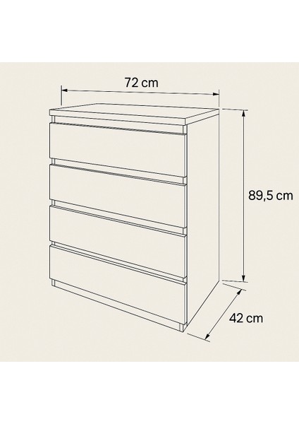 Liva 4 Çekmeceli Kulpsuz Şifonyer - Beyaz fırsatları