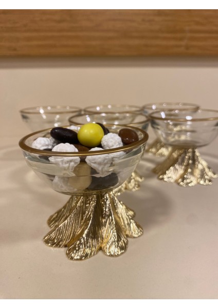 Lokumluk 6'lı Altın Ortaboy Metal Pirinç Ayaklı Çap 8 cm fiyatları