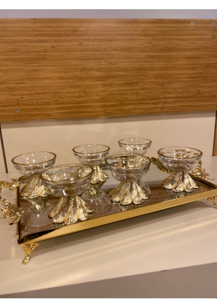 Lokumluk 6'lı Altın Ortaboy Metal Pirinç Ayaklı Çap 8 cm modelleri