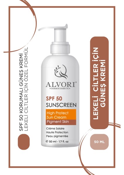 ALVORİ Pigment Skin ,Lekeli Ciltler Için Güneş Kremi Spf 50+ 50 ml