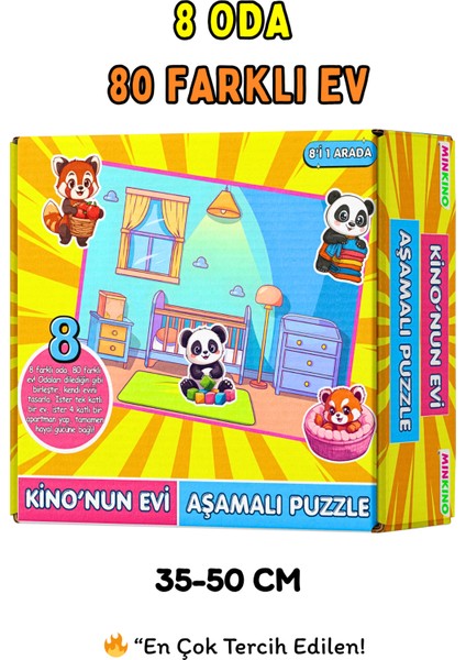 Kino’nun Evi - Aşamalı Puzzle | 8 Oda 80 Farklı Ev | 35-50 cm Dev Boy