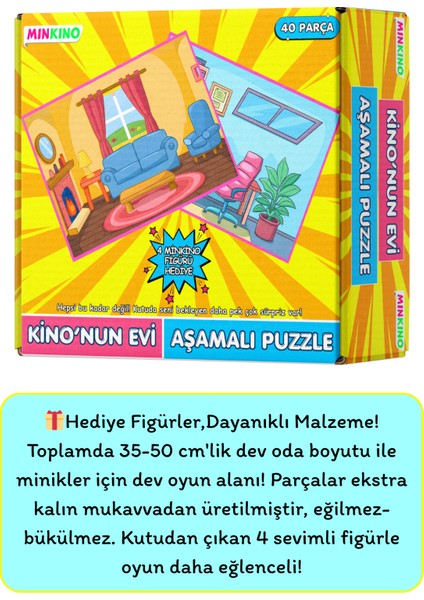 Kino’nun Evi - Aşamalı Puzzle | 8 Oda 80 Farklı Ev | 35-50 cm Dev Boy