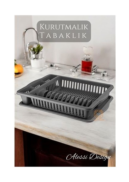 Dktt Bulaşık Durulama Sepeti Tabaklık Bulaşık Kurutmalık Gri Alessi