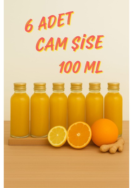 6 Adet Şeffaf Cam Shot Şişesi Sızdırmaz Gold Metal Kapaklı Kolonya Koku Süs Çok Amaçlı Şişe 100ML