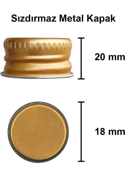6 Adet Şeffaf Cam Shot Şişesi Sızdırmaz Gold Metal Kapaklı Kolonya Koku Süs Çok Amaçlı Şişe 100ML