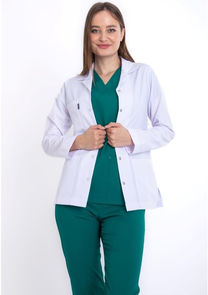 Beyaz Ceket Boy Uzun Kol Klasik Yaka Doktor Önlüğü