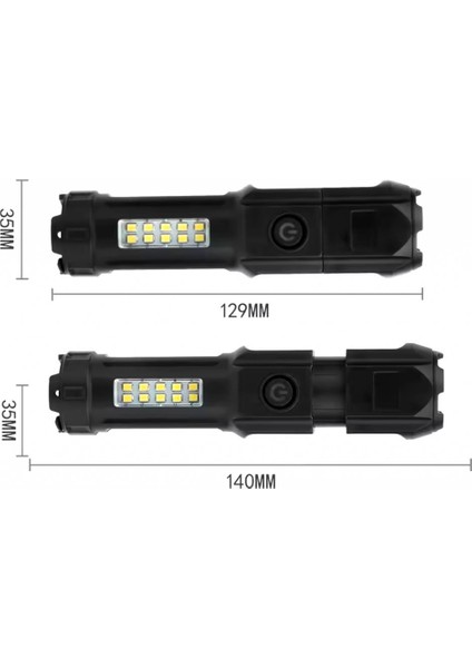 AYDOGANTICARET44 109-B Zoomlu Flash Özellikli Smd ve Power Ledli Şarjlı Plastik Kasa El Feneri (Powerbank Özellikli) fiyatları