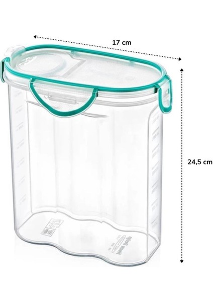 AYDOGANTICARET44 Kilitli Kapaklı Contalı Hava,su Sıvı Geçirmez 2,4 Litre Erzak Saklama KABI-SA590