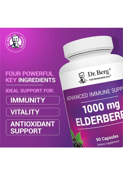 Black Elderberry 15,000 Iu Vitamin D, 60 Mg Of Zinc, & 90 Mg Of Camu Camu Sambucus Elderberry Immune Support - 90 Capsules modelleri