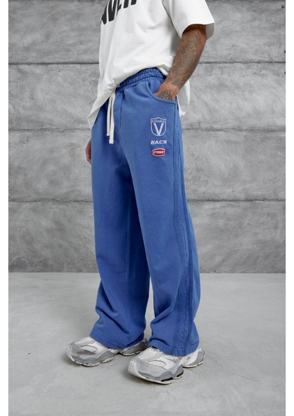 Mavi Acs Street Yazılı Yıkamalı Baggy Eşofman Altı