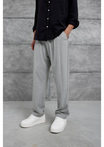 Gri W11 Kumaş Baggy Pantolon