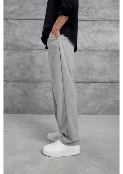 Gri W11 Kumaş Baggy Pantolon