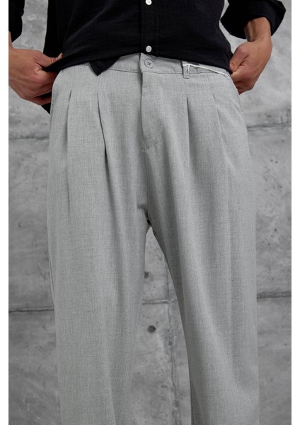 Gri W11 Kumaş Baggy Pantolon