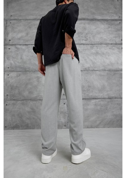 Gri W11 Kumaş Baggy Pantolon