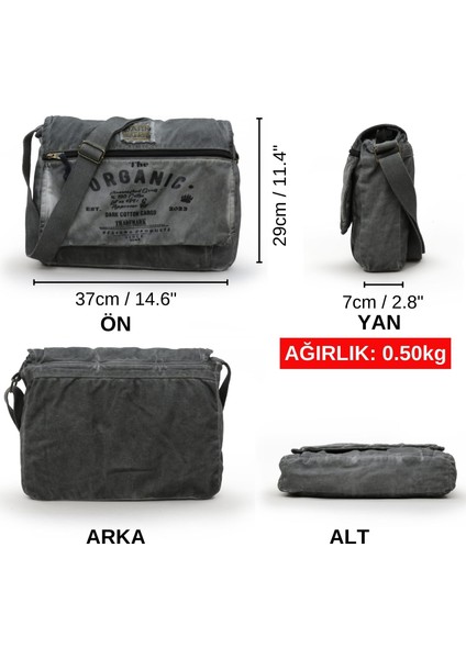 8128 Salaş Kanvas Omuz Postacı Koyu Kahverengi 15.6" Laptop Okul Seyahat Günlük Vintage Pamuk Çanta fiyatları