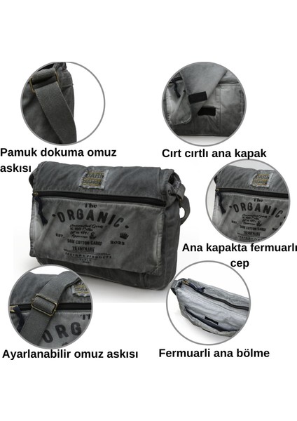 8128 Salaş Kanvas Omuz Postacı Koyu Kahverengi 15.6" Laptop Okul Seyahat Günlük Vintage Pamuk Çanta fırsatları