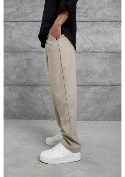 Krem W11 Kumaş Baggy Pantolon fiyatları