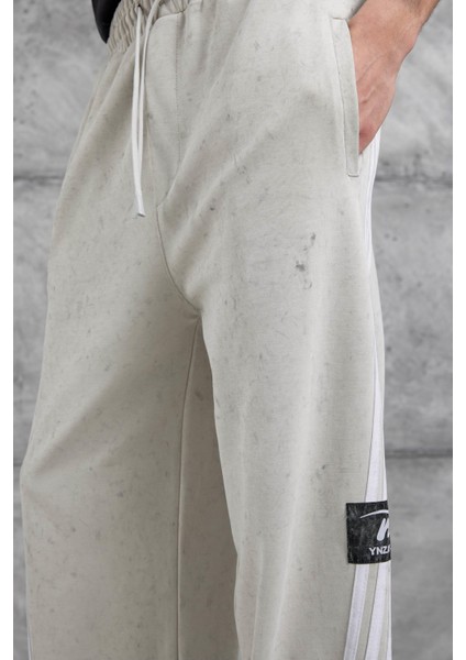 Krem Ynzay-3 Yazılı Baggy Eşofman Altı modelleri