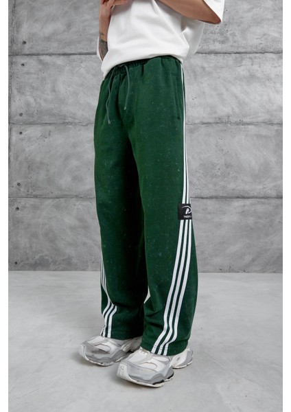 Yeşil Ynzay-3 Yazılı Baggy Eşofman Altı