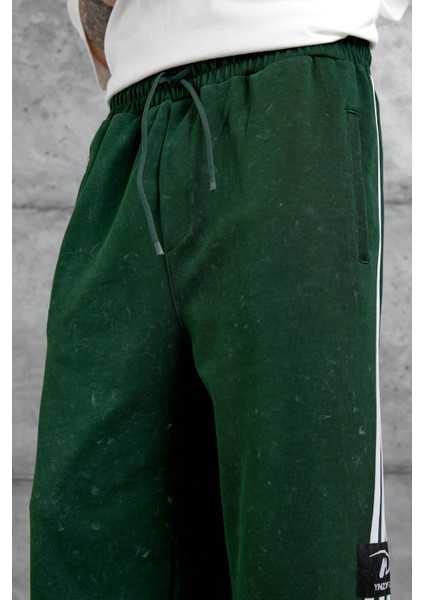 Yeşil Ynzay-3 Yazılı Baggy Eşofman Altı