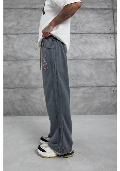 Füme Acs Street Yazılı Yıkamalı Baggy Eşofman Altı