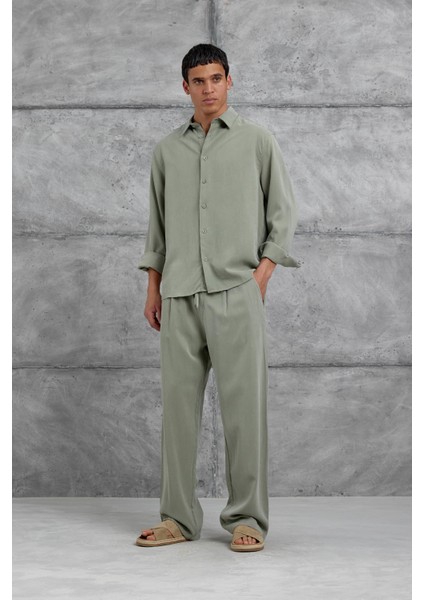 Yeşil 512 Tencel Kumaş Oversize Takım Alt Üst