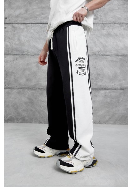 Siyah Weirdx Yazılı Baggy Eşofman