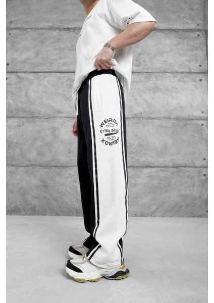 Siyah Weirdx Yazılı Baggy Eşofman