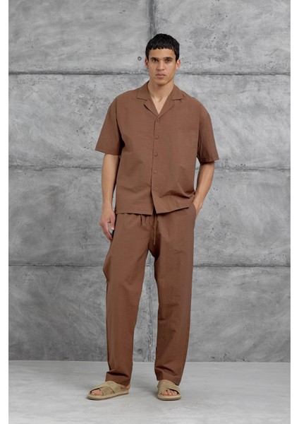 Kahverengi Mrk Paraşüt Kumaş Alt-Üst Takım