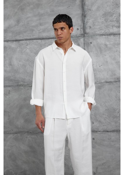 Beyaz 512 Modal Kumaş Oversize Takım Alt Üst