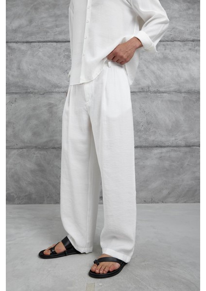 Beyaz 512 Modal Kumaş Oversize Takım Alt Üst