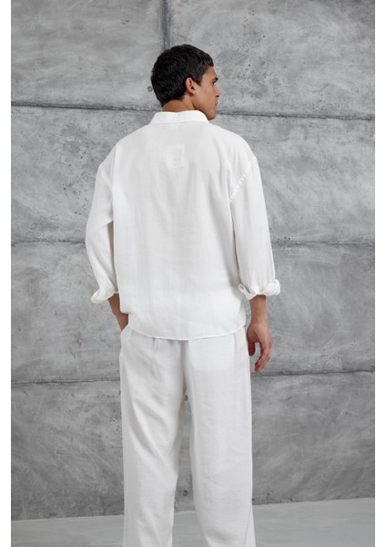 Beyaz 512 Modal Kumaş Oversize Takım Alt Üst