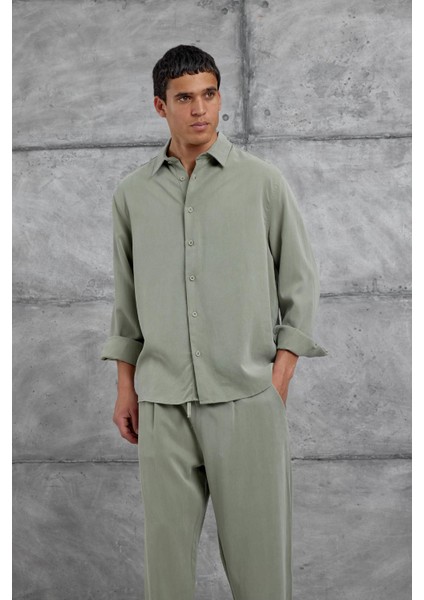 Yeşil 512 Tencel Kumaş Oversize Takım Alt Üst