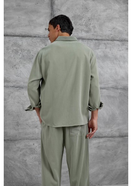 Yeşil 512 Tencel Kumaş Oversize Takım Alt Üst