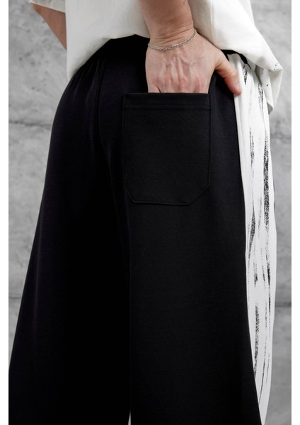 Siyah Fırça Şeritli Baggy Eşofman indirimleri