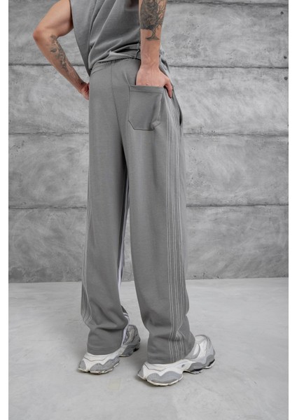 Gri Dikiş Detaylı Baggy Eşofman Altı modelleri