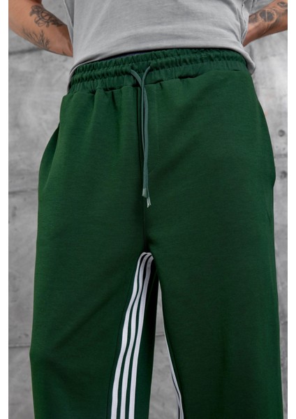 Yeşil Dikiş Detaylı Baggy Eşofman Altı