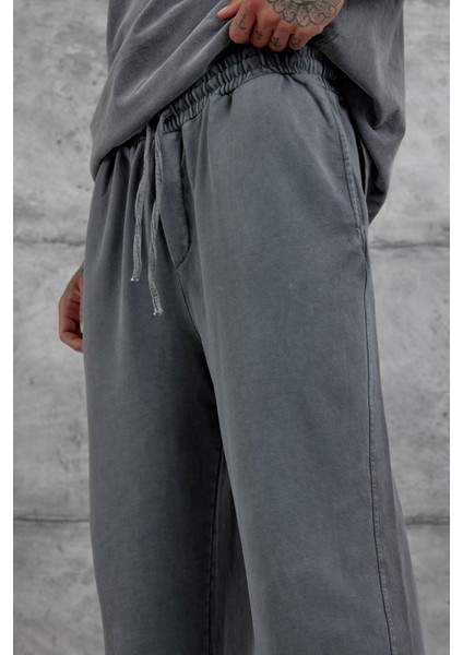 Füme Yıkamalı Basic Baggy Eşofman