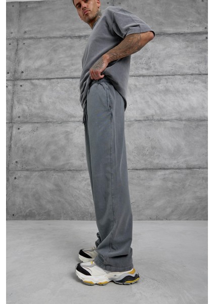 Füme Yıkamalı Basic Baggy Eşofman