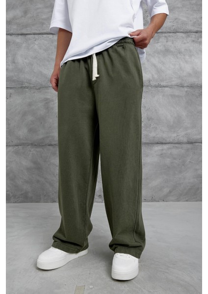 Haki Yıkamalı Basic Baggy Eşofman