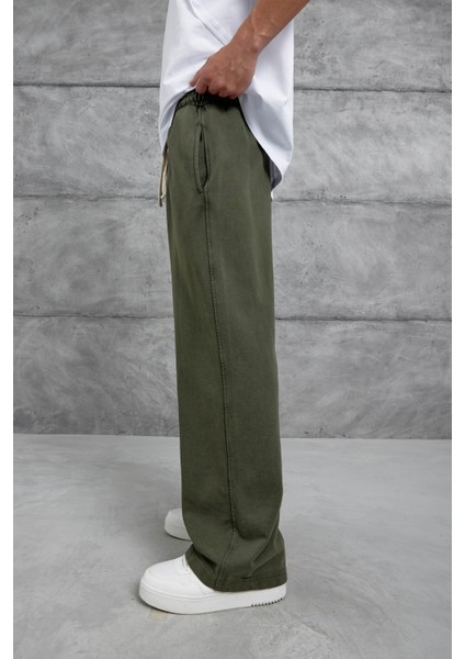 Haki Yıkamalı Basic Baggy Eşofman
