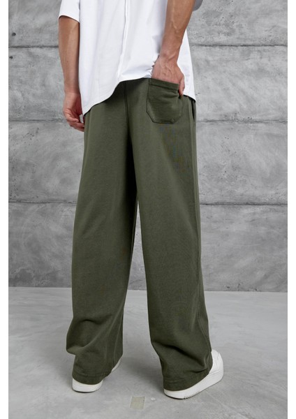 Haki Yıkamalı Basic Baggy Eşofman