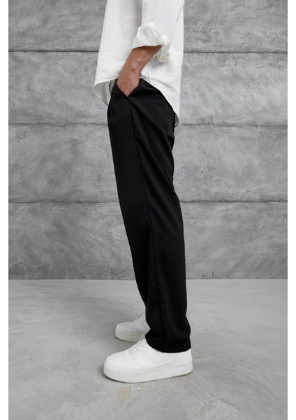 Siyah W11 Kumaş Baggy Pantolon