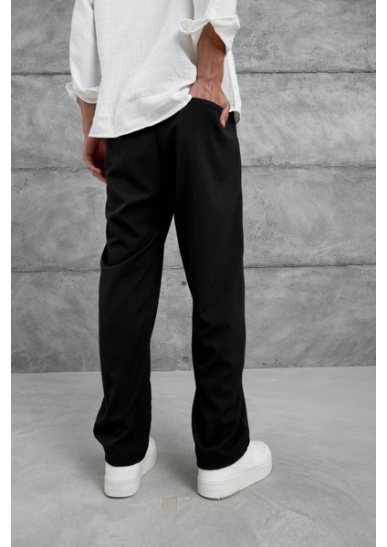 Siyah W11 Kumaş Baggy Pantolon